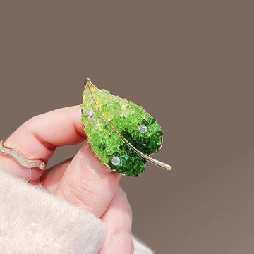 XSB125 - Green Leaf Saree Brooch